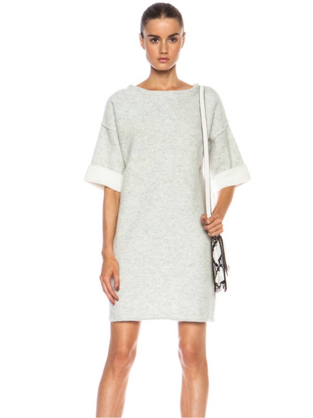 rag & bone Julianna Dress M Gray Ivory Wool Angora Colorblock Sweater Shift
